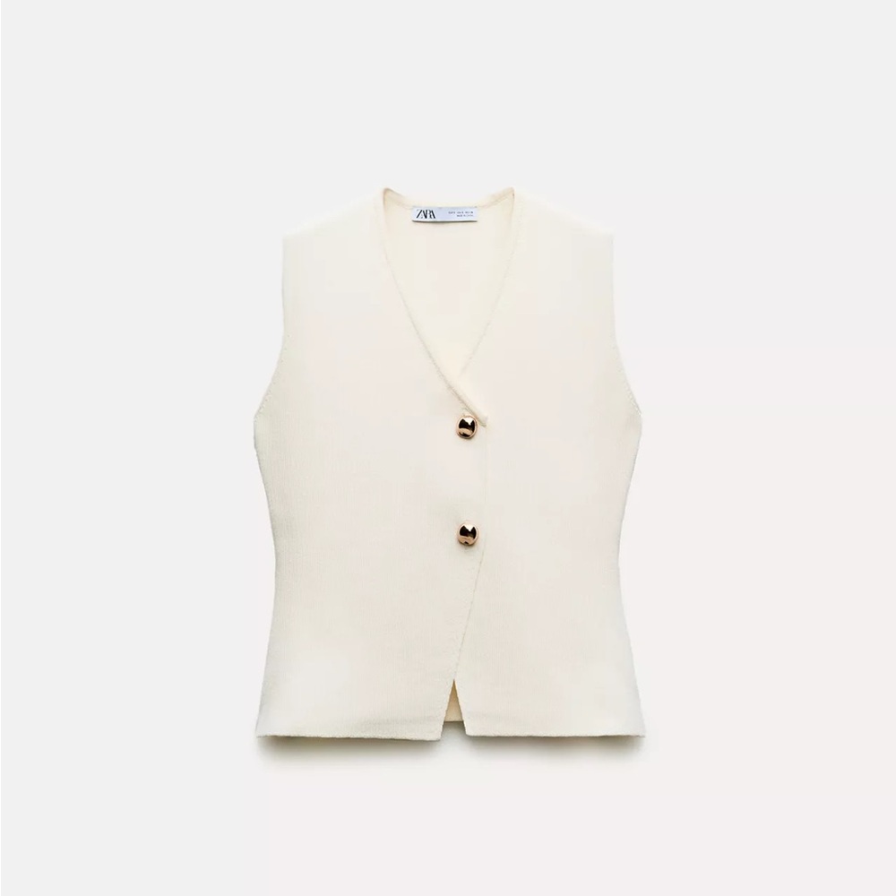 Zara gold button knit vest